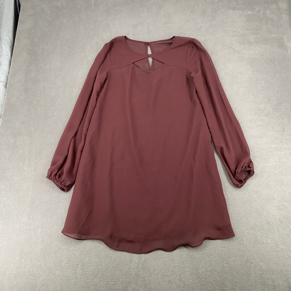 BCBGeneration Burgundy Cutout Keyhole Long Sleeve Shift Dress Small Wine Red